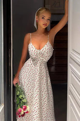 Sweet Floral Tie-back High Waist Cami Maxi Dress