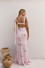 Shining Blooms Sequin Maxi Dress Pink