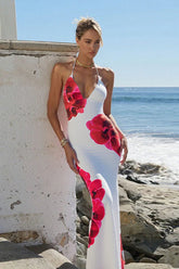 Floral Backless Slim Fit Bodycon Maxi Dress