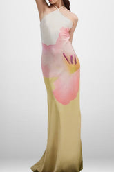Floral Print Backless Bodycon Maxi Dress