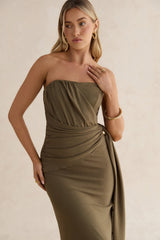 Palm Escapes Strapless Maxi Dress Green