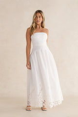 Delicate Dreams Strapless Maxi Dress White