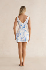 Calling For You Floral Mini Dress Blue