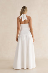 Seaside Gleam Halter Maxi Dress White