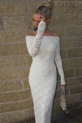 Lace Off-Shoulder Bodycon Maxi Dress