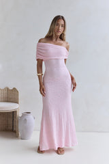 Sea And Selfies Off Shoulder Maxi Dress Pink