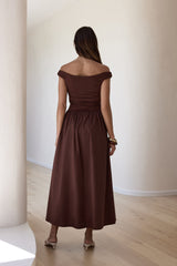 Days Of The Sun Off Shoulder Maxi Dress Chocolate