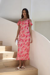 Aurora Skies Off Shoulder Maxi Dress Pink