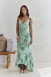 Just As Sweet Mesh Maxi Dress Sage