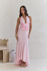 Cross The Seas Halter Maxi Dress Pink