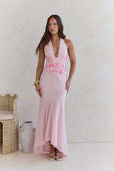 Cross The Seas Halter Maxi Dress Pink