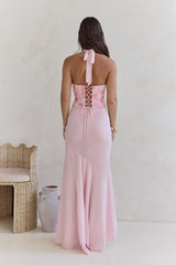 Cross The Seas Halter Maxi Dress Pink