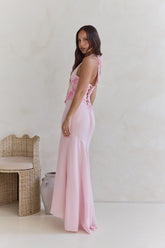 Cross The Seas Halter Maxi Dress Pink
