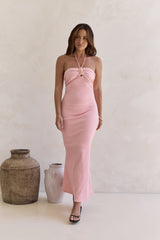 Karmic Blessing Strapless Halter Maxi Dress Pink