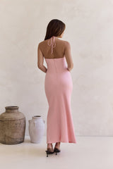 Karmic Blessing Strapless Halter Maxi Dress Pink