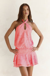 In Haven Halter Mini Dress Coral