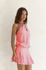 In Haven Halter Mini Dress Coral
