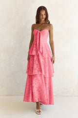 Know Your Heart Strapless Maxi Dress Coral