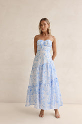 Ocean Blue Strapless Maxi Dress Blue
