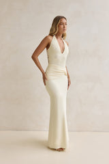 Seaside Glow Halter Maxi Dress Yellow
