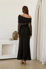 Camille Off Shoulder Mesh Maxi Dress Black