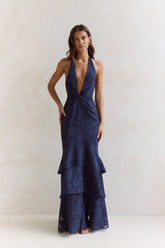 Heartbeat Haze Halter Maxi Dress Navy