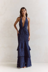 Heartbeat Haze Halter Maxi Dress Navy