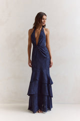 Heartbeat Haze Halter Maxi Dress Navy