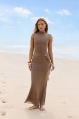 Evening Chic Mesh Maxi Dress Mushroom