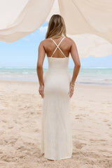 Counting The Seconds Lace Mesh Maxi Dress Yellow