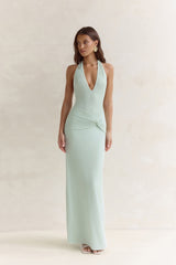 Seaside Glow Halter Maxi Dress Sage