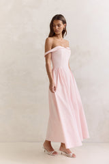 Memory Of Fate Off Shoulder Maxi Dress Pink