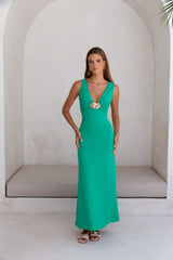 Coastal Caprice Maxi Dress Green