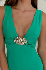 Coastal Caprice Maxi Dress Green