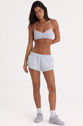Brushed Jersey Elasticated Mini Shorts in Fog Grey