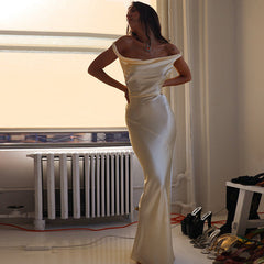 Chic Satin Backless Cami Bodycon Maxi Dress