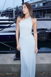 Metal Accent One-Shoulder Bodycon Maxi Dress