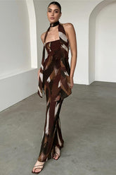 Strapless Backless Print Maxi Dress