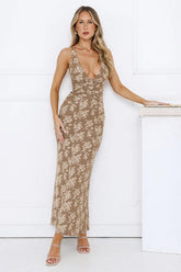 Jacquard V-Neck Backless Cami Maxi Dress
