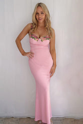 Floral Cup Detail Bodycon Maxi Dress