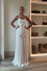 Rose Appliqué Ruffle Cami Maxi Dress