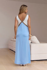 Pocket Of Sunshine Slip Maxi Dress Blue