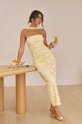 In Orbit Halter Maxi Dress Yellow