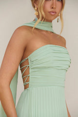 Rosewater Roads Strapless Maxi Dress Sage