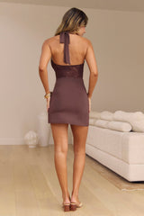 Glow Within Halter Mini Dress Brown
