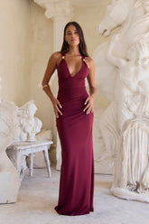 Goddess Glow Maxi Dress Burgundy