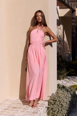 Here With You Halter Maxi Dress Pink