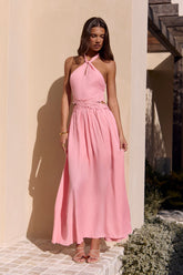 Here With You Halter Maxi Dress Pink