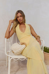 Run To You Halter Maxi Dress Yellow