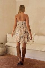 Isadora Strapless Mini Dress Beige